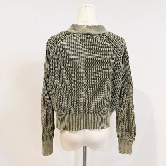 DR2 by Daniel Rainn Button Up Ribbed Knit Cardigan Sweater Top Boho Green Small - Picture 7 of 8